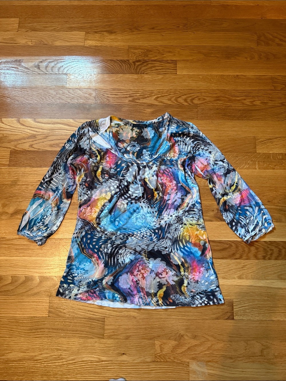 Women's Multicolor Long Sleeve Scoop Neck Tee